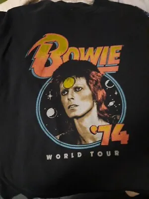 David Bowie 73 World Tour Retro T Shirt XL Black Short Sleeve 2020 • $10.60