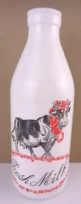 Vintage Egizia Italy Fresh Milk Bottle Cow With Bell & Flowers • $19.95