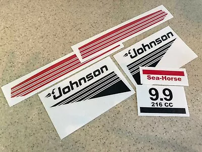 Johnson Vintage 9.9 HP Outboard Motor Decals FREE SHIP + Free Fish Decal! • $18