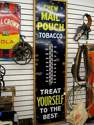 Vintage 1933 Mail Pouch 6 Foot Porcelain Thermometer VERY NICE! GAS OIL SODA C • $2499