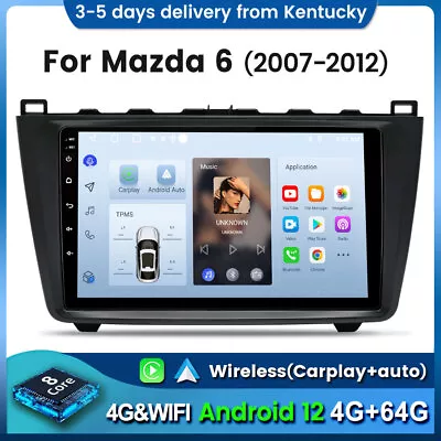 For Mazda 6 2007-2012 4+64G Android 12 Car Stereo Radio Carplay GPS Navi Wifi EQ • $259.99