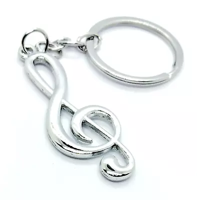 MUSIC TREBLE CLEF KEYCHAIN Silver Key Chain/Keyring (Perfect Gift!) • $4.95