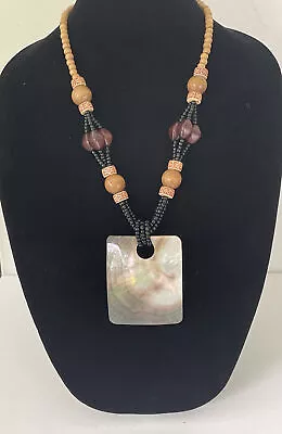 Necklace  Abalone Shell Statement Beaded Layered Black Gold Mermaid Beach Boho • $16