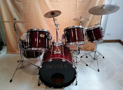 Premier Signia Cherry Maple Drum Set Roadrunner Paiste UFIP YamahaPearl Snare • $1600