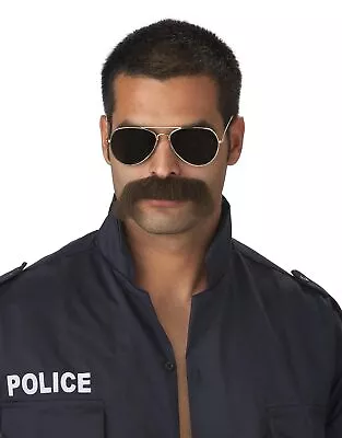 The Man Moustache Police Cop Fancy Dress Up Halloween Adult Costume Accessory • $10.47