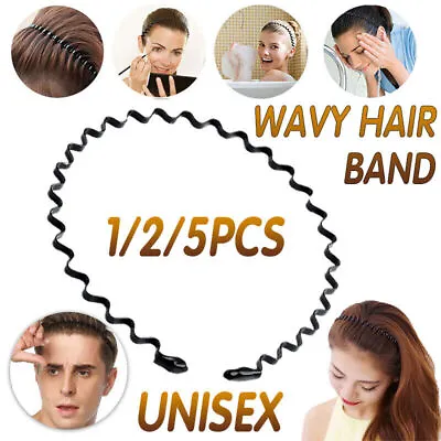 1/2/5 PCS  Fashion Men Women Sports Metal Wave HOOP Headband Hair Band Unisex AU • $2.25