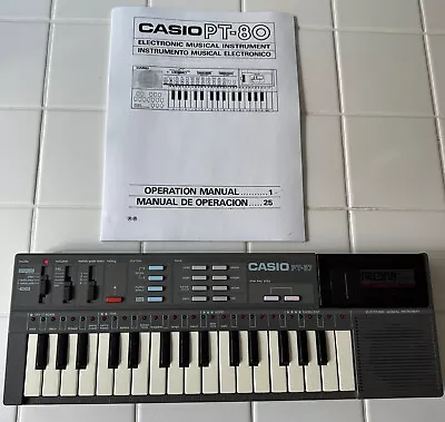 Vintage Casio PT-80 Electric Keyboard With 1 ROM Packs RO-551 World Songs K2  • $59