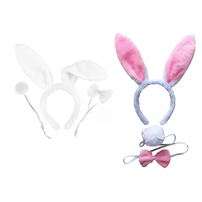 2 Sets Bunny Ears Costume Stuffed Bunny Ears Rabbit Dress Up Tail • £8.79