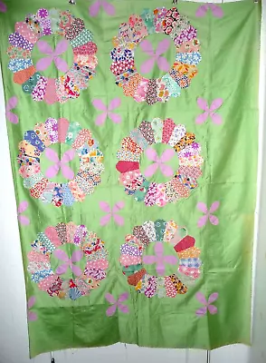 Vintage Dresden Plate Quilt Top 1930-40’s    Small/Twin 43 X 60 Inches • $47.95