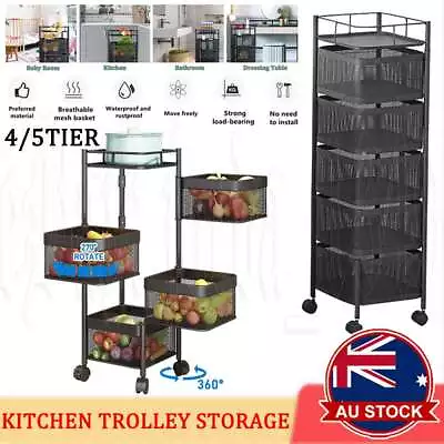 Kitchen Organiser Trolley Cart Storage Rack Vegetable Fruit Baskets Shelf Holder • $15.99