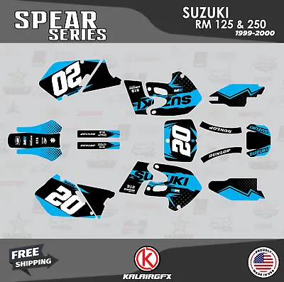 Graphics Kit For SUZUKI RM125 RM250 1999 2000 99 00 Spear Series - Cyan • $87.99