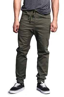 Victorious Men's Jogger Drop Crotch Twill Pants JG804  SMALL~5XL       FREE SHIP • $32.99