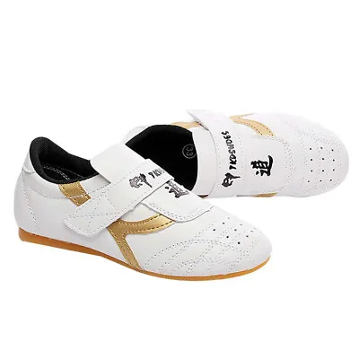 Kids Boys PU Taekwondo Shoes Martial Arts Chinese Kung Fu Tai Chi White Soft New • $22.36