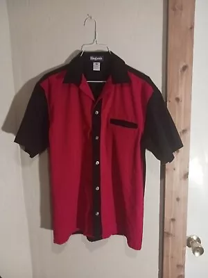 1964 King Louie Rockabilly Bowling Shirt Custom Union Made U.S.A. Red/Black (S)  • $39.99