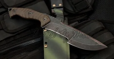 Lom Custom Handmade Carbon Steel G-10 Micarta Tracker Hunting Knife With Sheath • $99.99