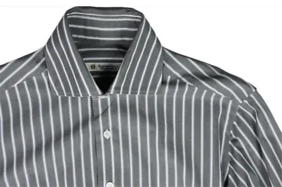 Domenico Vacca Men's Stripe GRAY WHITE Dress Shirt Size 15.5 Mint • $48