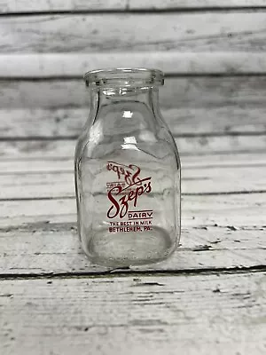 Vintage Szep's Dairy Double Sided Square Half Pint Milk Bottle - Bethlehem PA • $27.99