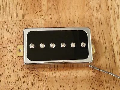 Humbucker Sized P90 Bridge Pickup Alnico 2 Magnets Black Encased In Chrome • $22.49