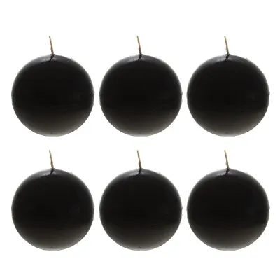 Mega Candles - Unscented 3  Hand Poured Round Premium Ball Candle Black 6PCS • $21.99