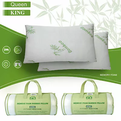 1- 2 Pack Hotel Home Bedroom Bamboo Memory Foam Pillow Hypoallergenic Queen/King • $32.93