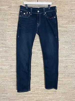 True Religion Geno Relaxed Slim Jeans Men's 34W 32L Black Flap Pockets • $60
