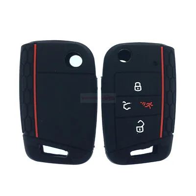 Fit VW Tiguan GTI Arteon 4 Button Smart Remote Key Fob Silicone Case Cover Black • $4.96