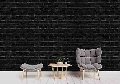 3D Brick Black Wallpaper Wall Mural Self-adhesive Removable  311 • $99.99