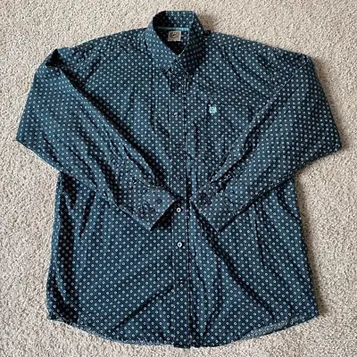 $14.77 • Buy Cinch Button Down Shirt Mens Large L Long Sleeve Blue Polka Dot Western Cowboy