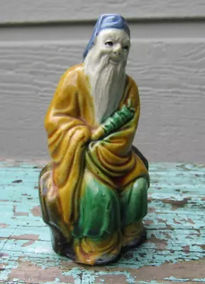 Vtg Chinese Mud Man Glazed Pottery Figure 3.5  Clay Mudman Marked China • $19.99