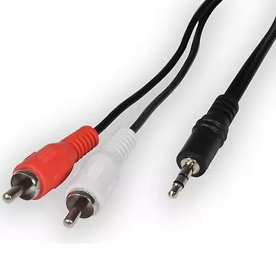 3.5mm Mini Headphone Stereo Jack To 2 RCA Phono Plugs Aux Audio Cable Lead 1.2m • £3.49