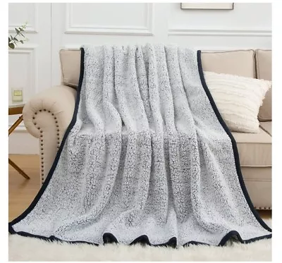 EMME Fuzzy Fleece Warm Blanket 60X80  Large Twin Size Ultra Soft Warm Sherpa B • $22.39