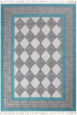 Hand Woven Cotton Dhurries Kitchen Blue Kilim Runner Area Rug Living Room Carpet • $119.28