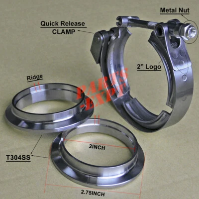 $15.90 • Buy 2 Inch V Band Clamp Kit Male Female Flange Stainless Steel SS Turbo Exhaust 2 