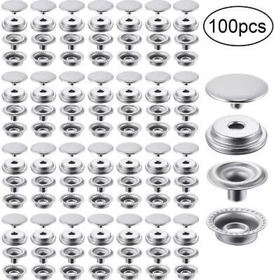 100X Stainless Steel Fastener Snap Press Stud Cap Button Marine Boat Canvas B513 • $7.80