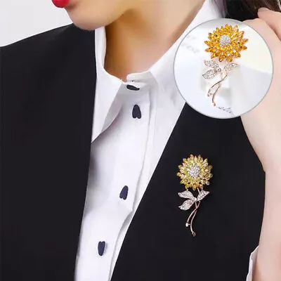 1PC Sunflower Office Brooch Brooches Weddings Women Men Flower Pins Gifts • £3.65