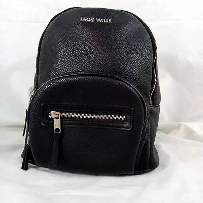 Jack WILLS Unisex Backpack Soft Black Faux Leather Zipped Compartments • £8.99