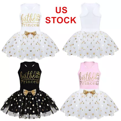 $6.92 • Buy US Toddler Girl Dress Outfits Fancy Birthday Party Princess Vest Polka Dot Skirt