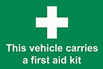 THIS VEHICLE CARRIES A FIRST AID KIT WINDOW STICKER DECAL - 7cms X 4cms • £1