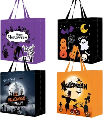 £9.05 • Buy 4 Pack Halloween Candy Bags, Non-Woven Reusable Gift Bags For Trick Or... 