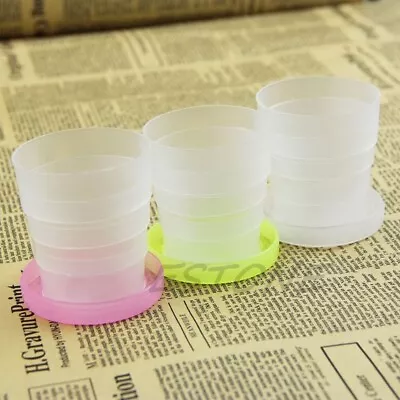 Portable Plastic Retractable Folding Cup Telescopic Collapsible Outdoor Travel • £3.58