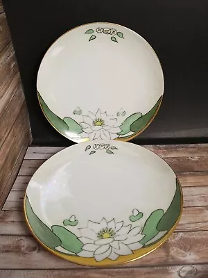 2 Vtg Handpainted And Signed E. McCoy Art Pottery Lotus Water Lily 6.25  Plate • $34