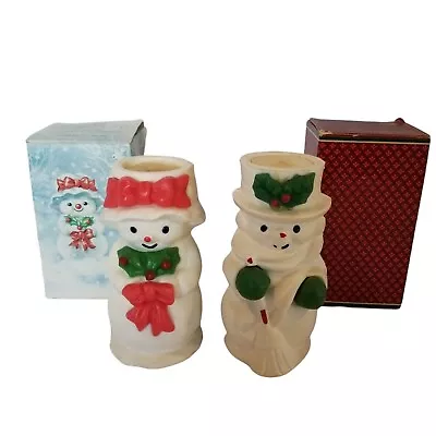 Vintage Avon Christmas Candles Mr Mrs Snowlight Snowman Bayberry Scented Holiday • $20.71