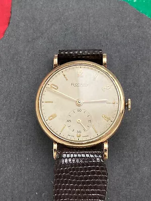Rotary Triple Signed 9 Ct. Gold Round Vintage Wristwatch • £230