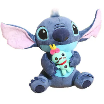 25cm Lilo & Stitch Plush Toy Stitch Holding Scrump Soft Stuffed Doll Xmas Gift • £7.60