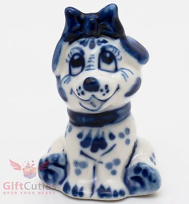 Gzhel Porcelain Dog Figurine Handmade Symbol Of 2018 New Year Made In Russia • $10