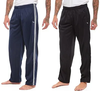 Mens Striped Silky Jogging Bottoms Joggers Gym Sports Tracksuit Pants Trousers • £9.99