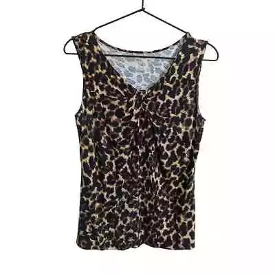 Merona Womens Sz S Sleeveless Blouse Leopard Cheetah Animal Print • $13.50