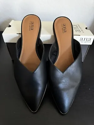 New ANA Cabler Womens Mules Black Pointed Toe Slip On Shoes Size 10 • $22