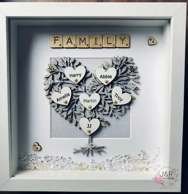 Personalised 3D Box Frame Family Tree Gift Unique Keepsake Home Art Decor • £26.99
