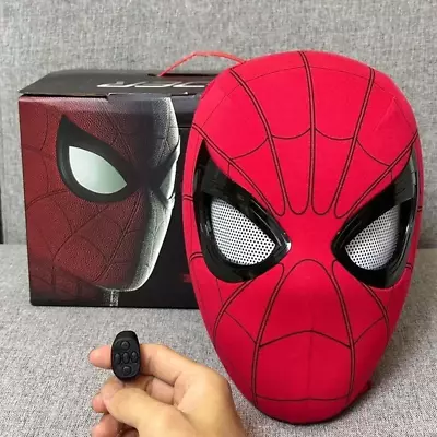 Spiderman Mask With Blinking Movable Eyes Helmet Ring Remote Control Cosplay Toy • £37.95